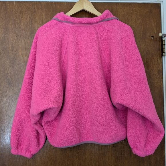 Free People Hot Pink Hit The Slopes Jacket Fuzzy Fleece Teddy Pocket XS - Picture 3 of 6